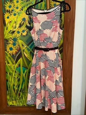 Voodoo Vixen Bettie Parasole Print Retro A-Line Dress New
